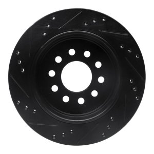 Lincoln Town Car Brake Rotor (1) - Rear Right - R1 Concepts - Drilled & Slotted - Black - `03-`11